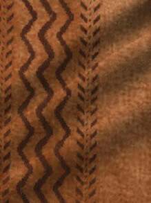 Plus Size Men's Retro Bohemian Geometric Pattern Printed Button-Down Short Sleeve Shirt - Brown - View 4