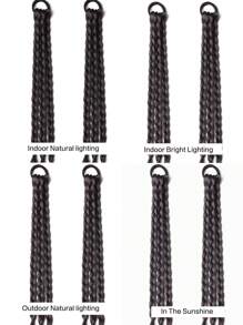 2 件装 18 英寸合成马尾辫接发 编织带弹性头带 盒状马尾辫 适合儿童 - 黑色 - 查看 8