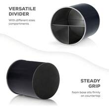 Stainless Steel Rotating Utensil Organizer With Weighted Base - Removable Divider, For Kitchen Countertop - Inky Raven Black - View 5