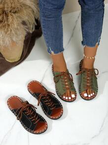 Sandalias plataforma de mujer estilo romano, nuevas versión coreana de verano con puntera redonda, planas, casuales y para caminar, en color negro