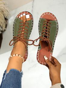 Sandalias plataforma de mujer estilo romano, nuevas versión coreana de verano con puntera redonda, planas, casuales y para caminar, en color negro