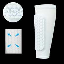 1 Pair White Honeycomb Foam Padded Soccer Shin Guards, Lightweight Lower Leg Protectors With Honeycomb Pads, Suitable For Soccer, Baseball, Boxing, Taekwondo And Cycling