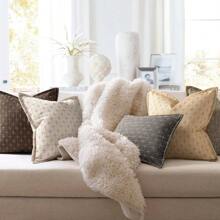 1pc Simple Farmhouse Linen Jacquard Throw Pillow Case - Coffee - View 9
