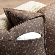 1pc Simple Farmhouse Linen Jacquard Throw Pillow Case - Coffee - View 6