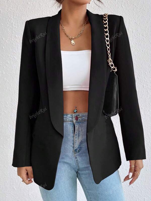 Women's Solid Color Shawl Collar Suit Jacket