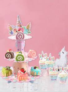 2 套粉色独角兽蛋糕架蛋糕架、粉色独角兽主题派对装饰、生日节日活动派对蛋糕装饰用品蛋糕装饰、厨房蛋糕烹饪装饰、蛋糕架多层蛋糕托盘、厨房 DIY 蛋糕烹饪装饰、食物托盘、粉色独角兽装饰、派对礼品、生日装饰、纸杯蛋糕装饰