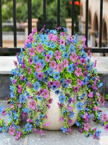 4/2pcs Violet Wall Hanging, Artificial Hanging Flowers, Outdoor Artificial Plants, Artificial Flowers, Suitable For Autumn Decor, Halloween Decor, Room Decor, Home Decor, Bedroom Decor, Outdoor Decor, Kitchen Decor, Graduation Decor, Christmas Ornaments, Outdoor Patio Decor, DIY, Room Decor Aesthetics, Wedding Decor, Wall Decor, Purple, White, Yellow, Blue