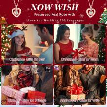 1支永生真玫瑰，配100种语言的“我爱你”项链，送给她、女朋友的礼物，永生真玫瑰花礼品，适合女性、母亲、妻子，适用于情人节、生日、周年纪念日、毕业典礼等场合。 - 彩色 - 查看 5