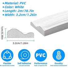 78.7 X 1.26 Inch Decorative Wall Trim Molding And Chair Rails, Flexible Peel & Stick, Corner Trim Decor, Suitable For Walls, Floors, Ceilings, Mirrors, And Cabinet Doors - Multicolor - View 4