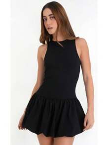 Vestido globo corto - Negro - Ver 2