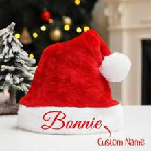 Cappello natalizio in peluche personalizzato, cappello natalizio per la famiglia, cappello con nome personalizzato, regalo di Natale per bambini, cappello natalizio in peluche, berretto di Babbo Natale personalizzato - cappello di Babbo Natale - Visualizzare 9