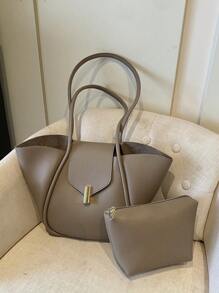 1 件 2025 时尚大容量托特包，休闲简约单肩包，适合户外