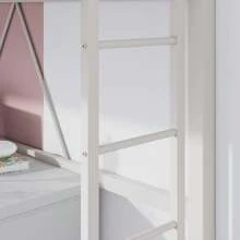 SHA CERLIN Junior Loft Bed Twin Size, Heavy Duty Twin Bed Frame With Full-Length Guardrail & Removable Stairs, Noise-Free, Space-Saving, No Box Spring Needed, Black/Aqua Blue/Cream White * Bed Frame Queen Queen Bed Frame Bed Frame Full Full Size Bed Frame King Size Bed Frame Twin Bed Frame Room Decor Home Decor Christmas Decor Bedroom Decor Valentine Day Decor Storage Living Room Decor Furniture House Decor - 白色 - 查看 7