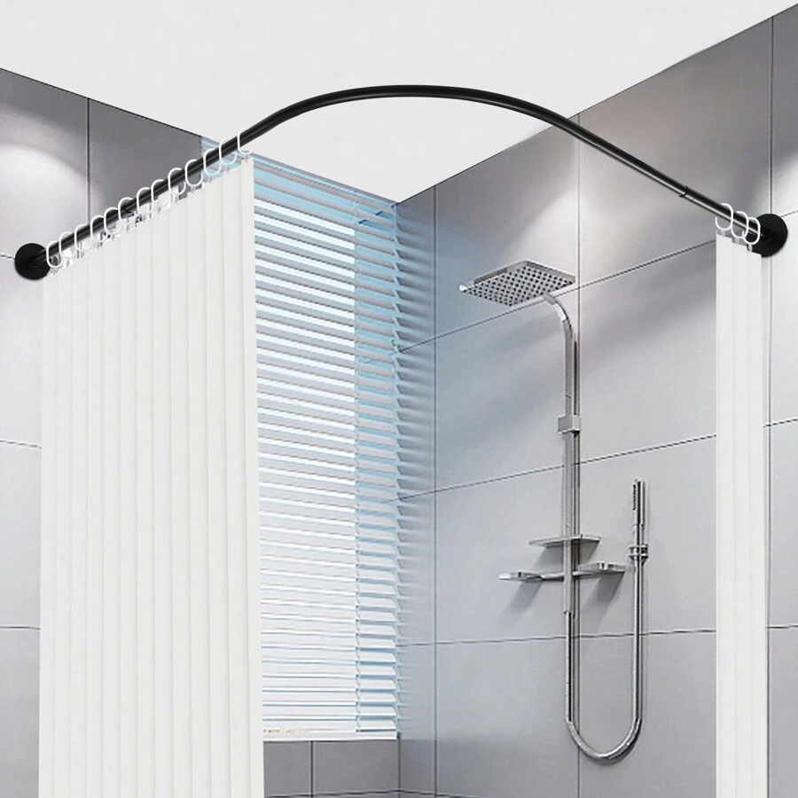 Eatssode 浴帘杆，72-95 X 90-130厘米可调节浴帘角度杆，浴室浴帘杆浴缸房间装饰浴室配件返校秋季装饰浴室装饰