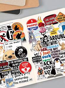 50 张恶作剧表情贴纸 PVC 礼物卡通创意装饰剪贴簿笔记本电脑行李吉他水杯手机壳 DIY 贴花、学校用品、返校 - 彩色 - 查看 3