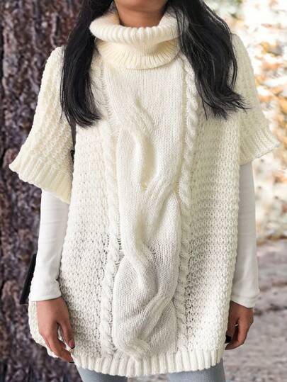 Plus Size Women's Fashionable And Simple Autumn And Winter Long Woolen Turtleneck Plus Size Sweater Pullover