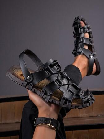 Lightweight Men Outdoor Breathable Sandals With Toe Protection, Beach Sandals, Drawstring Slip-On Slippers Dual-Use Shoes, Best Gift For Beach, Surfing, Outdoor Travel And Vacation. Note: This Sandal Runs Small, It Is Recommended To Choose One Size Up For A Better Fit.
