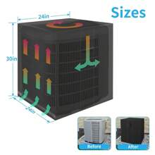 Heavy Duty Air Conditioner Cover Central AC Outdoor Waterproof Protector Square 24 X 24 X 30 Inches - Black - View 5