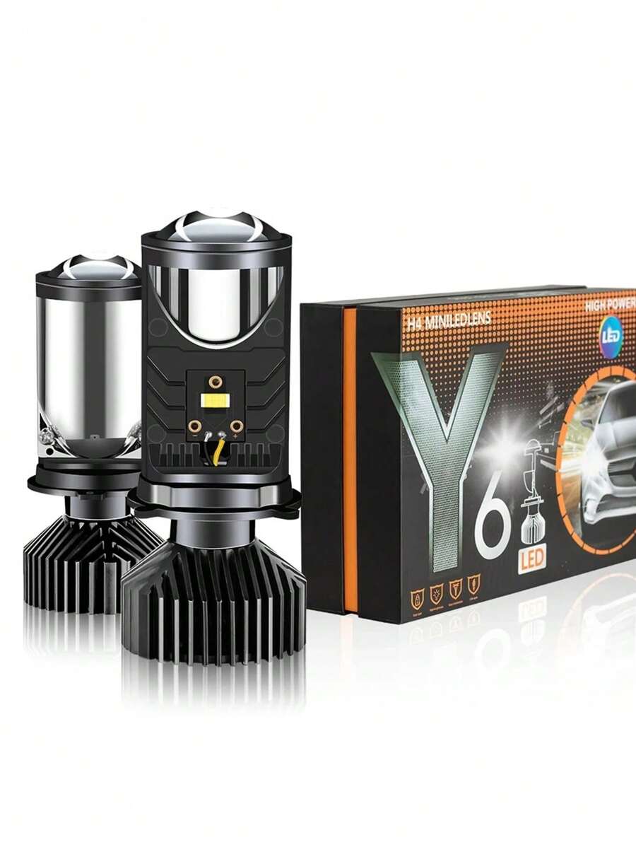 2 pcs Mini led Canbus Y6 H4 superbrillante con Lente LED ,2pcs Focos LED Y6 H4 Luz Alta/Baja,Coche Proyector Alto Y Bajo De La Lupa De Los Focos Led H4 , lupa alta y baja de faro LED para automóviles y motocicletas , Bombilla de faro LED H4, Faro de Coche 5500k - Negro - Ver 1