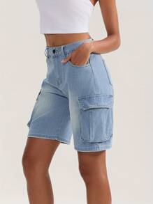 Loose Straight Leg Jeans, Pocket Loose Style Street Fashion Brand Loose Jeans, Women's Jeans And Clothing - 天藍色 - 查看 7