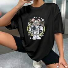 Astronaut Mouse - Themed 100% Cotton Unisex Oversized T - Shirt For Fashion - Forward Adults