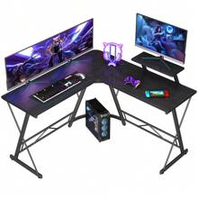 MR IRONSTONE 2025 New Year Gift 51 Inch Black L-Shaped Gaming Table Corner Computer Desk With Large Display Stand And Carbon Fiber Surface Corner Table, Perfect For Holiday Gifts - màu đen - Xem 7