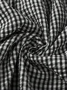 EARO 复古法式女装休闲简约日常百搭黑白格纹设计A字裙 高腰修身松紧腰 优雅甜美优雅 春秋 - 黑與白 - 查看 7