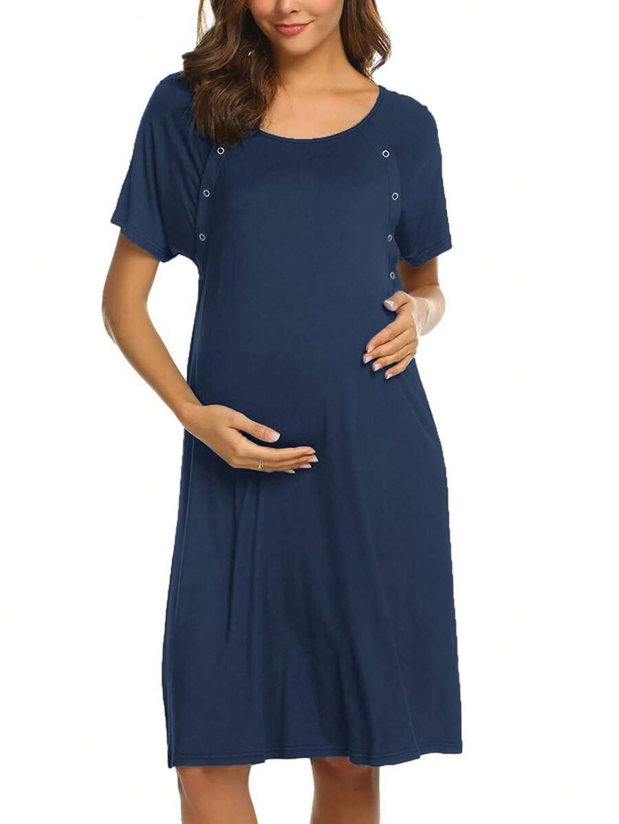 Women's Maternity 3 In 1 Delivery Labor Nursing Nightgown Hospital Gown Sleepwear For Breastfeeding