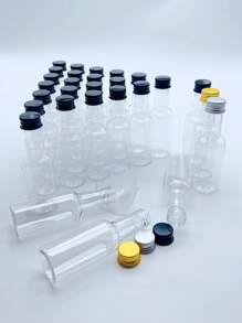 24pcs25 Ml/50 Ml/100 Ml/150 Ml Reusable PET Plastic Empty Wine Bottle Mini Bottles, Equipped With A 5 Cm Small Funnel And Perfect Carton Packaging, To Ensure The Of The Product During Transportation, Equipped With Gold/Black/Silver Three Color Optional Screw Aluminum Caps, Mini Wine Bottle