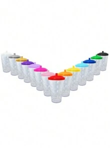 15 Twister Cups 400ML Colored Lid And Transparent Straw - 金水晶杯 - 查看 2
