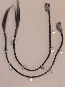 2pcs Highlights Twist Braid Hanging Ear Dyed Hair Wig Hairpin Boxing Kid's Braid Ponytail Sweet And Cool