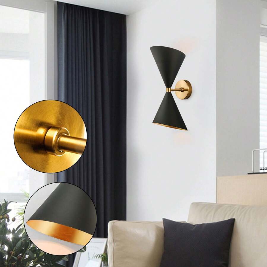 This Is A New Iron Wall Lamp, Suitable For Different Places, You Can Decorate In The Bedroom, Dining Room Or Living Room. - 黑色 - 查看 1