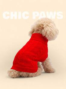 holdhoney 1 Piece, Autumn And Winter, New Style, Pet Clothes, Dog, Fried Dough Twists Series, Teddy, Sweater, Puppy Type, Warm, Cute Sweater, Fashion, Autumn And Winter, Pet Clothes, Solid Color, Fried Dough Twists, Knitting, Comfortable