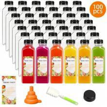 12/40pcs Empty Plastic Juice Bottles With Caps, Reusable Clear Bulk Beverage Containers For Juice, Milk And Other Beverages, 12oz/16oz, For Party - Clear - View 12
