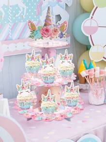 2 套粉色独角兽蛋糕架蛋糕架、粉色独角兽主题派对装饰、生日节日活动派对蛋糕装饰用品蛋糕装饰、厨房蛋糕烹饪装饰、蛋糕架多层蛋糕托盘、厨房 DIY 蛋糕烹饪装饰、食物托盘、粉色独角兽装饰、派对礼品、生日装饰、纸杯蛋糕装饰