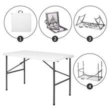 Folding Table, Lightweight Portable Table For Indoor & Outdoor, Picnic, Camping, Board Game With Carrying Handle, Locks - White