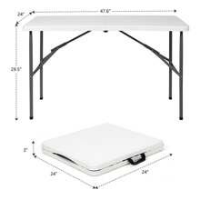 Folding Table, Lightweight Portable Table For Indoor & Outdoor, Picnic, Camping, Board Game With Carrying Handle, Locks - White