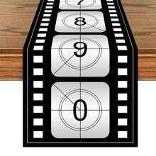 电影胶片桌旗 - 机器制造的电影胶片桌布 - 适用于单身派对、一般活动和电影主题聚会 - 装饰性电影主题桌布 - 送给电影迷和派对主持人的完美礼物