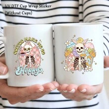 9 件复活节快乐 UV DTF 转印贴纸，适用于玻璃杯、有趣的骷髅兔子设计、3D 水晶标签贴纸，适用于马克杯、玻璃瓶、笔记本电脑、滑板、手提箱、冰箱 - 彩色 - 查看 4