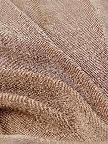 High-Waist Twisted Pleated Cross Front Design Slit Waist Fitted Knee-Length Pencil Skirt, Elegant & Fashionable For Women - Khaki - View 4