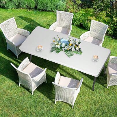 Heavy-Duty 4 FEET/ 6FEET Folding Table For RV Camping, Portable Plastic Table With Handle, Commercial Grade Utility Table For Outdoor Picnic, Tailgating, Events - White