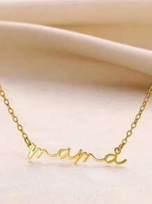 1 件优雅“MAMA”字母吊坠项链，18K 镀金不锈钢防水女士锁骨链，迷人珠宝，适合婚礼、度假、母亲节礼物 - 不銹鋼 - 查看 9