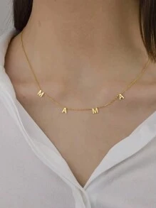 1 件优雅“MAMA”字母吊坠项链，18K 镀金不锈钢防水女士锁骨链，迷人珠宝，适合婚礼、度假、母亲节礼物 - 不銹鋼 - 查看 6