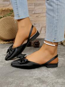 Ballerine dolci da ragazza con punta affusolata e fiocco, nuovi mocassini da slip-on per uso interno ed esterno, guida quotidiana e lavoro, con cinturino sul tallone, versatili con outfit casual