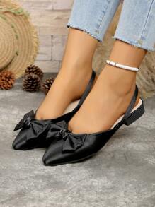 Ballerine dolci da ragazza con punta affusolata e fiocco, nuovi mocassini da slip-on per uso interno ed esterno, guida quotidiana e lavoro, con cinturino sul tallone, versatili con outfit casual
