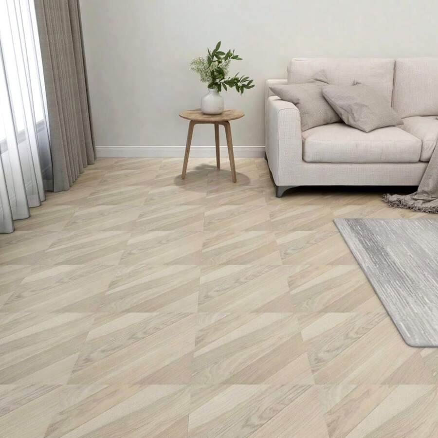 Beige Striped Self Adhesive PVC Flooring Planks 20 Pieces For Easy Installation 1.86 Meters - Beige - View 1
