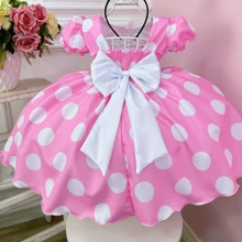 Pink Themed Party Dress With White Polka Dots Luxury Birthday Party Theme N1329 - Màu Hồng baby - Xem 2