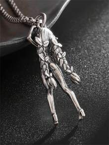 1pc Unique Classic Cartoon Character Double Bun Girl Pendant Necklace, Unisex Hip Hop Rock Party Accessory - Fashion New Styles - View 7