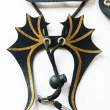 3 种尺寸包装，蜥蜴牵引绳，攀爬宠物，户外牵引绳，散步蜥蜴牵引绳，宠物牵引绳，人造皮革材料，翼形牵引绳 - 黑色 - 查看 2