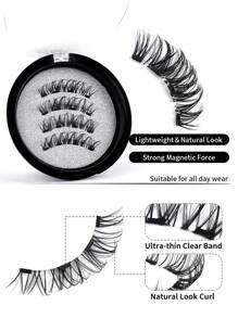 1 Pair CC Curl Eyelashes Natural Look, Reusable Magnetic Eyelashes With Applicator, No Glue Needed Magnetic Eyelashes Magnetic Lashes Kit, Easy To Wear And Remove,Natural Looking, 3D Natural Spiky Manga Lashes Fluffy Wispy Soft Lashes Fake Eyelashes False Eyelashes Strip,Natural Soft Eyelash Criss Cross Wispy Fluffy Lashes,Naturally Slender, Curled And Enlarged Eyes,For Women To Use Travel, Party For Parties Travel School Daily Work Etc - 黑色 - 查看 4